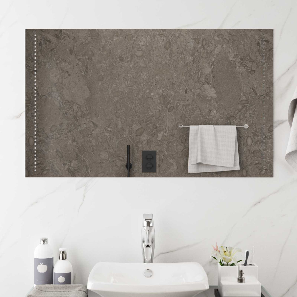 vidaXL LED Bathroom Mirror Transparent Tempered Glass