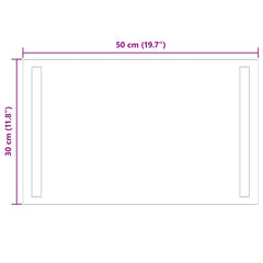 vidaXL LED Bathroom Mirror Transparent 50 x 30 cm Tempered Glass 5