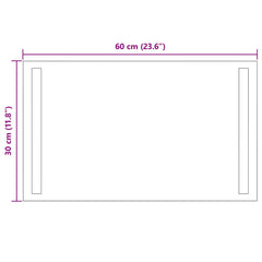 vidaXL LED Bathroom Mirror Transparent 60 x 30 cm Tempered Glass 5