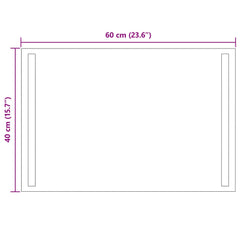 vidaXL LED Bathroom Mirror Transparent 60 x 40 cm Tempered Glass 5