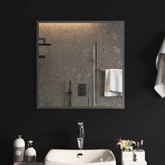 LED Bathroom Mirror Transparent Tempered Glass 60 cm 60 cm