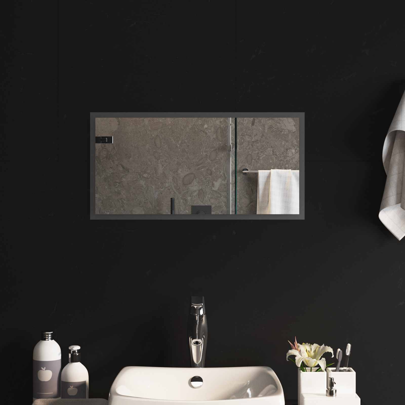 vidaXL LED Bathroom Mirror Transparent 60 x 30 cm Tempered Glass 1