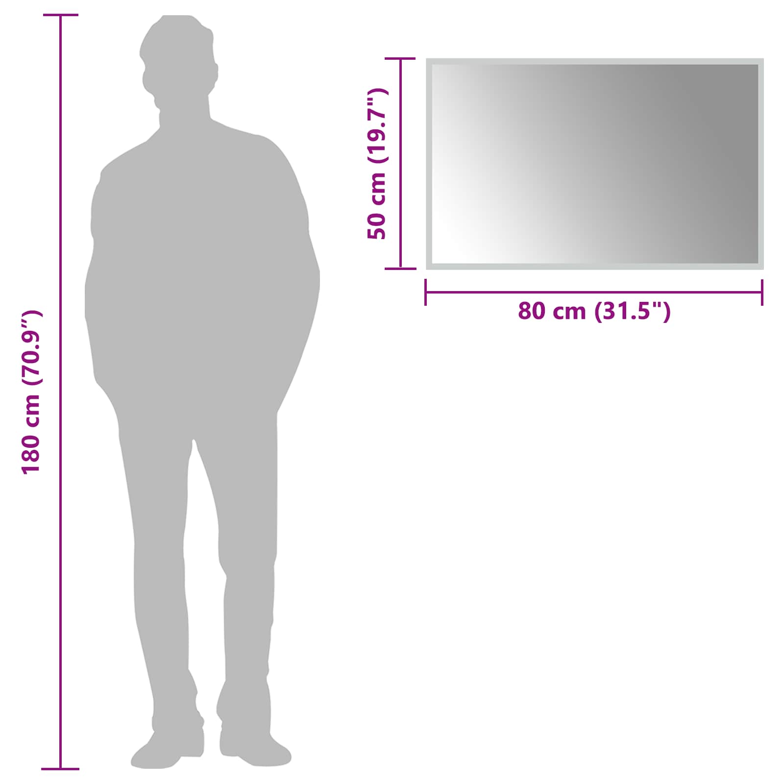 vidaXL LED Bathroom Mirror Transparent 80 x 50 cm Tempered Glass 6