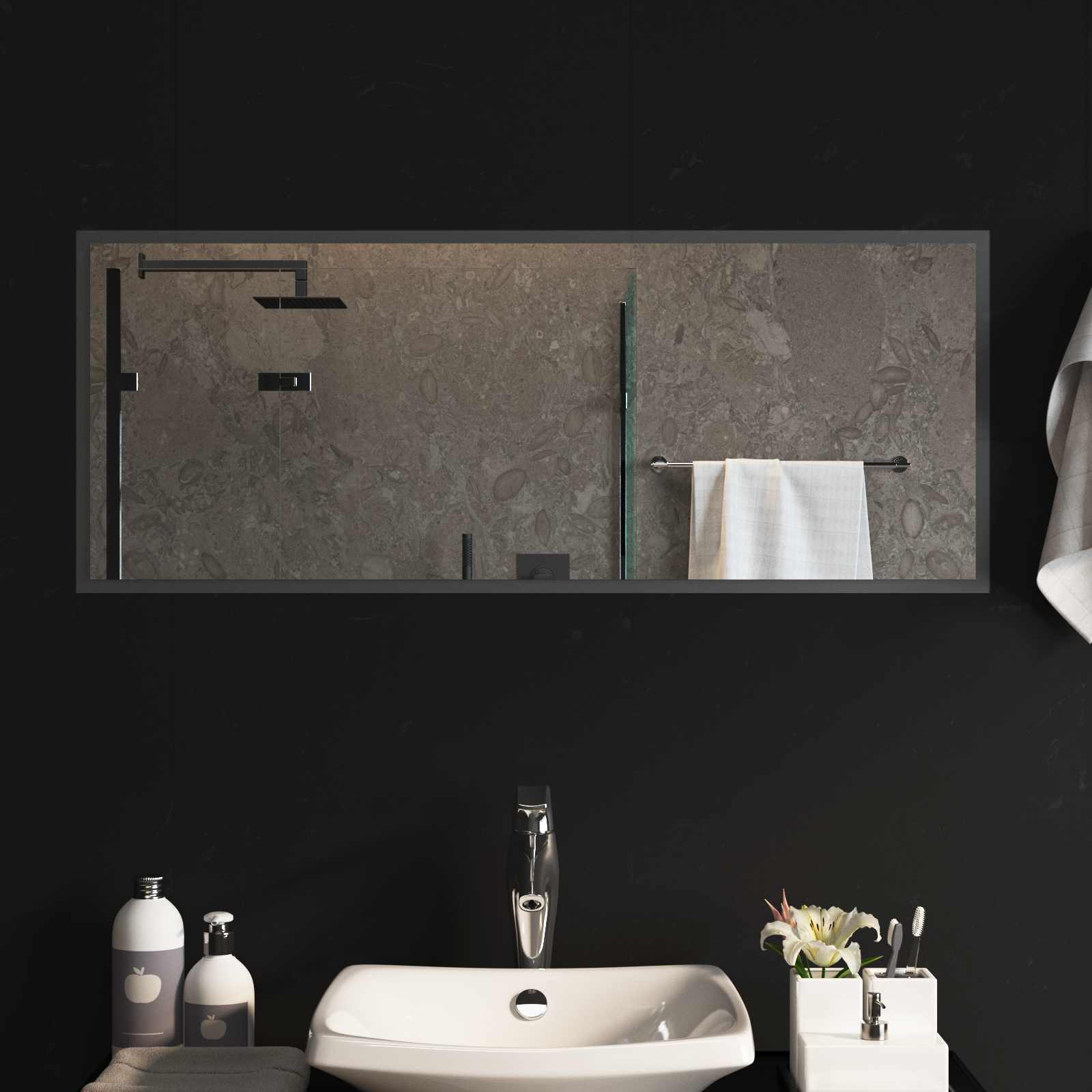 vidaXL LED Bathroom Mirror Transparent 100 x 40 cm Tempered Glass 1