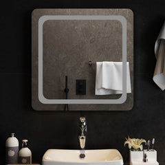 LED Bathroom Mirror Transparent Tempered Glass 60 cm 60 cm