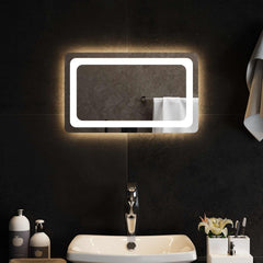 vidaXL LED Bathroom Mirror Transparent 50 x 30 cm Tempered Glass 3