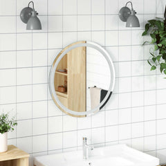 vidaXL LED Bathroom Mirror Transparent Ø 30 cm Tempered Glass