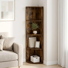 Corner Shelf 4-Tier 31.5 x 31 x 130 cm Engineered Wood Smoked oak