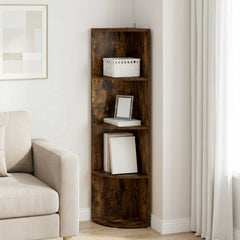 Corner Shelf 4-Tier 41.5 x 41.5 x 143 cm Engineered Wood Smoked oak