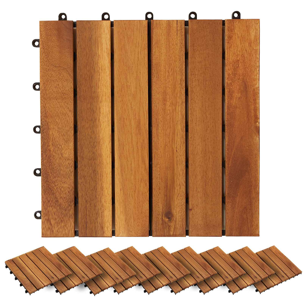 Decking Tile 30 x 30 cm Acacia Hardwood Brown 20 Striped pattern
