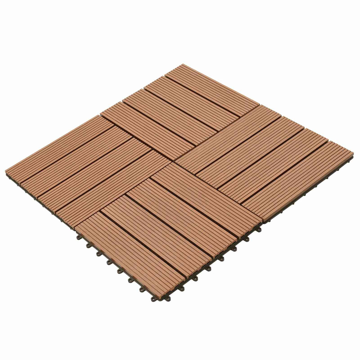 Decking Tile 30 x 30 cm WPC 22 pcs Brown Stripe