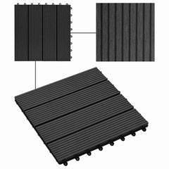 vidaXL Decking Tile 22 pcs Black 30 x 30 cm WPC 6