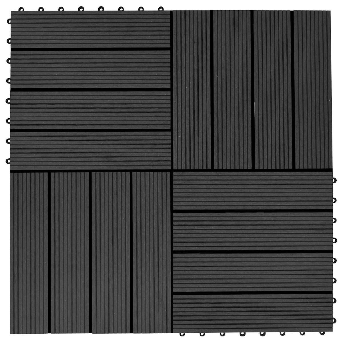 Decking Tile 30 x 30 cm WPC 22 pcs Black Stripe
