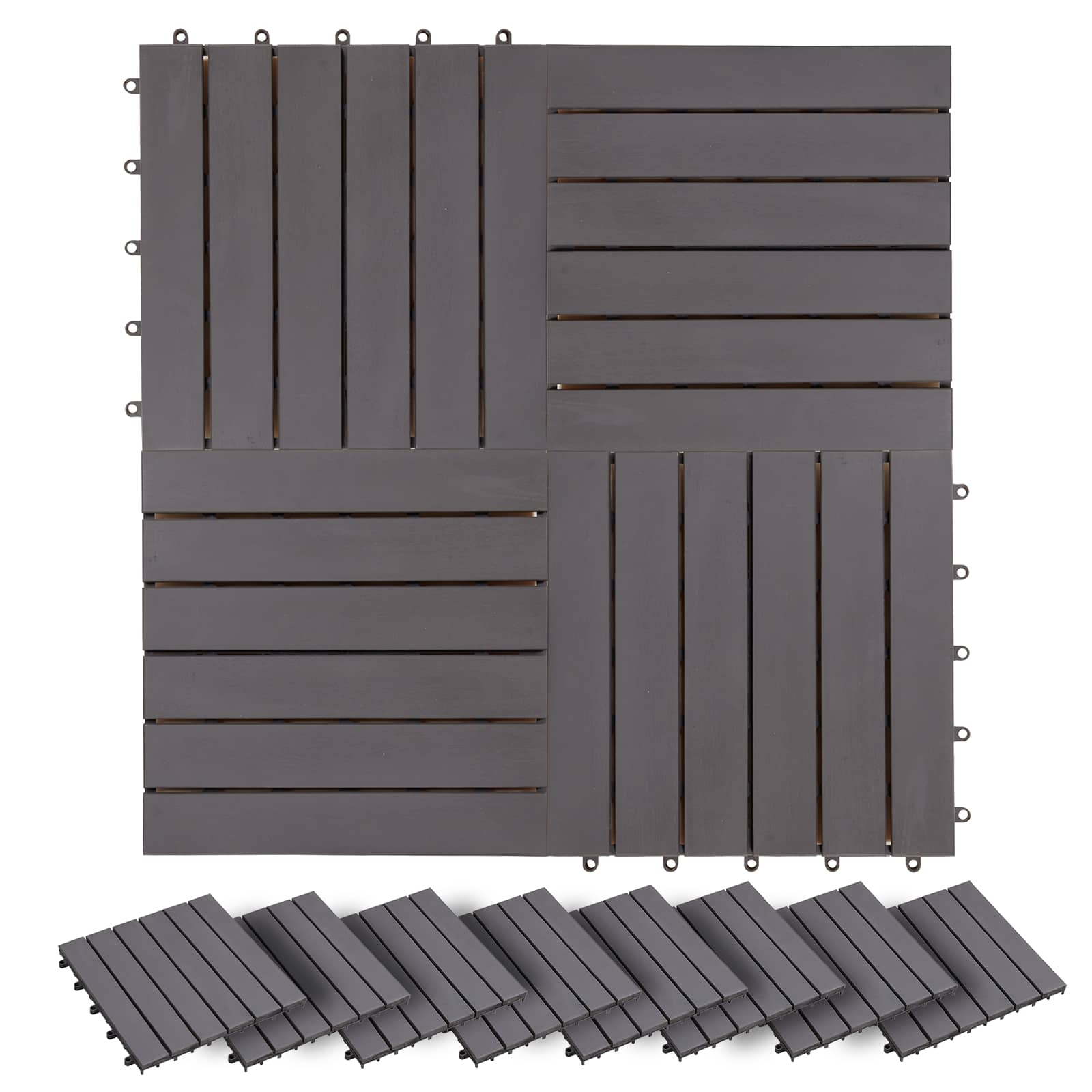 vidaXL Decking Tile 20 pcs Grey 30 x 30 cm Acacia Hardwood 2