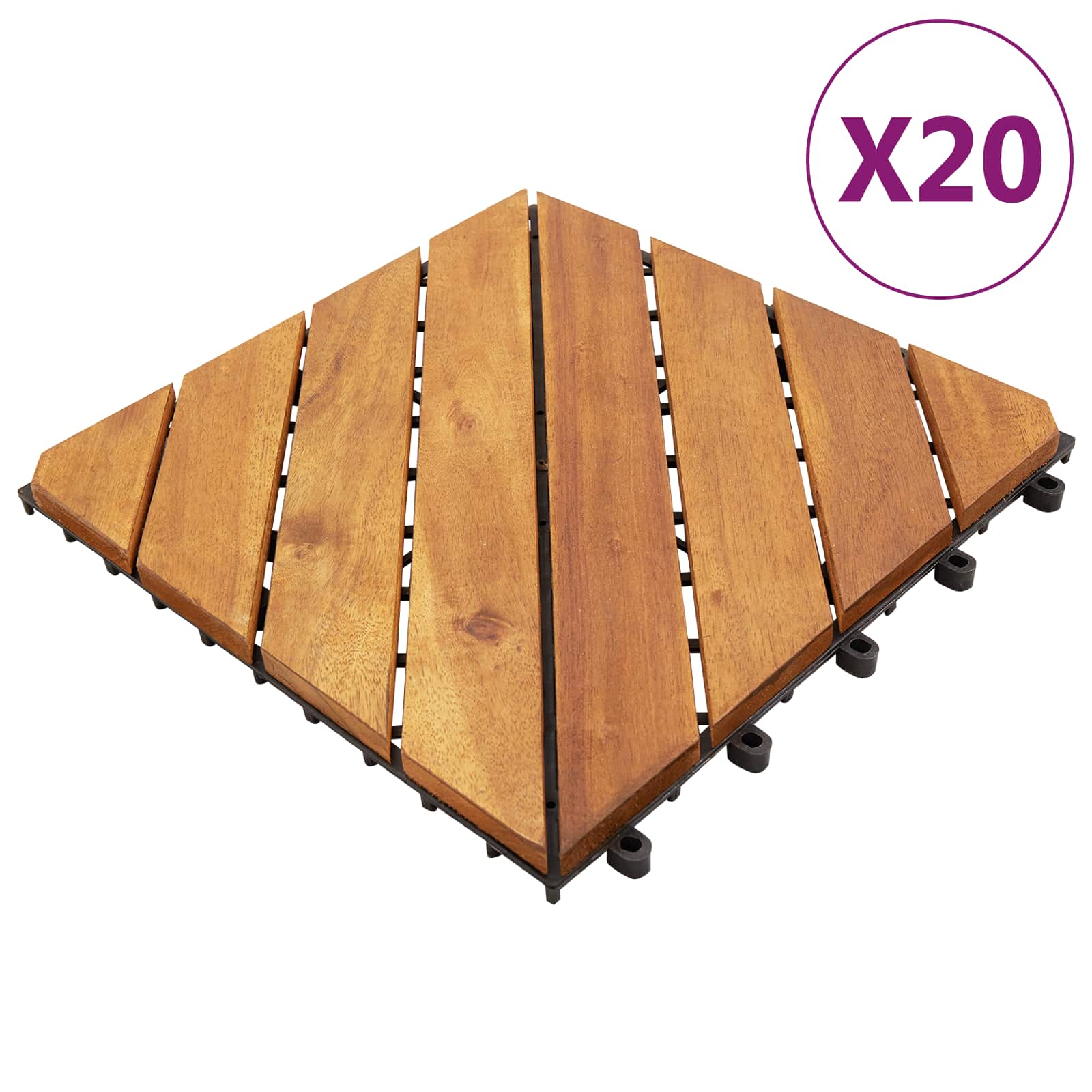 vidaXL Decking Tile 20 pcs Brown 30 x 30 cm Acacia Hardwood 2
