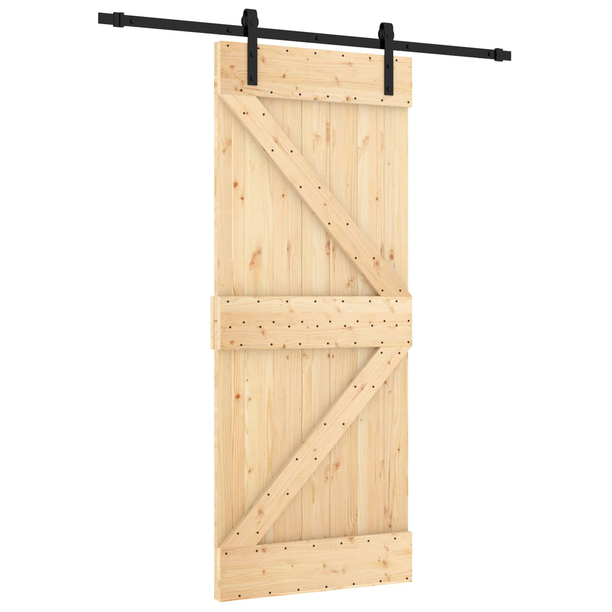 vidaXL Sliding Door 85 x 210 cm Solid Pine Wood (Untreated) 2