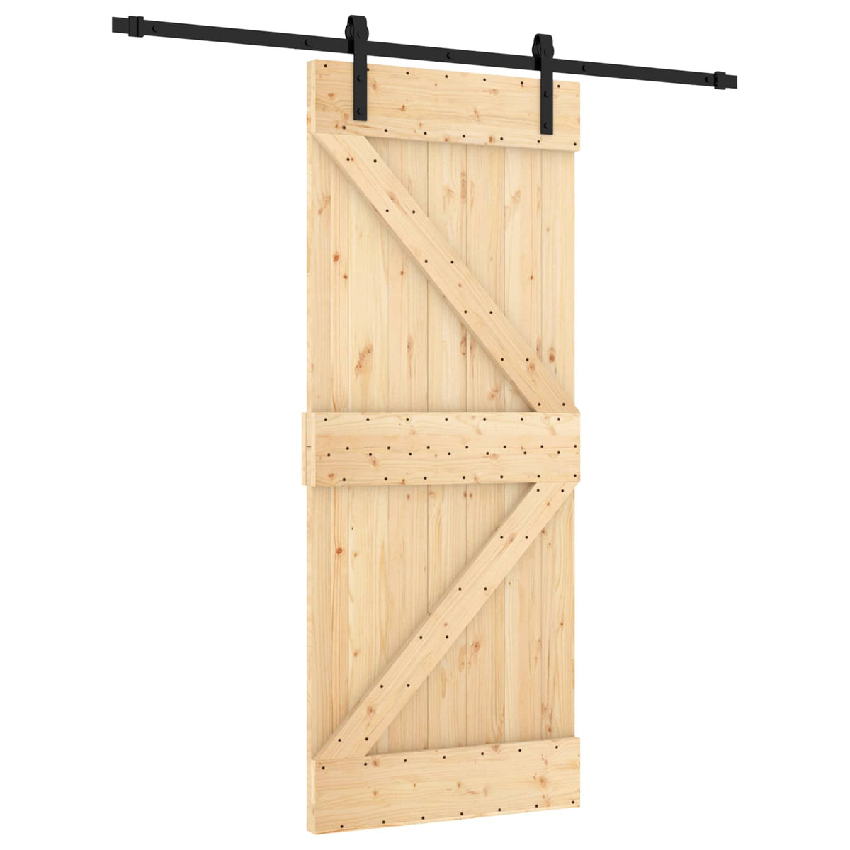 vidaXL Sliding Door 85 x 210 cm Solid Pine Wood (Untreated) 2