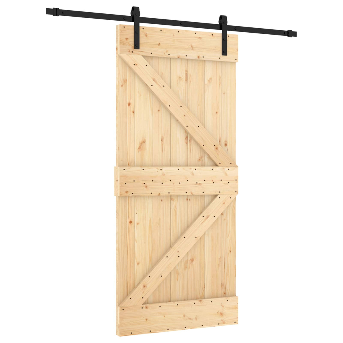 vidaXL Sliding Door 95 x 210 cm Solid Pine Wood (Untreated) 2