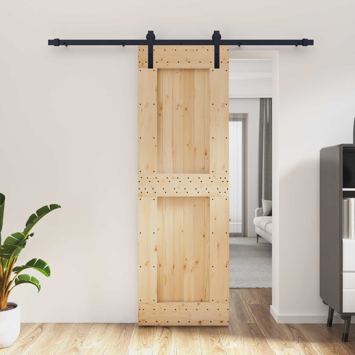 vidaXL Sliding Door 70 x 210 cm Solid Pine Wood (Untreated) 1