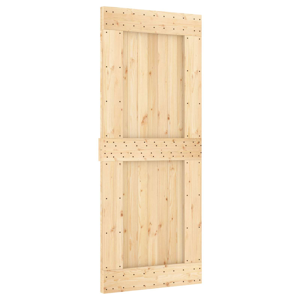 vidaXL Sliding Door Natural and Black 85 x 210 cm Solid Pine Wood 3