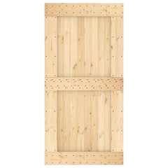 Sliding Door Natural and Black 100 x 210 cm Solid Pine Wood 4