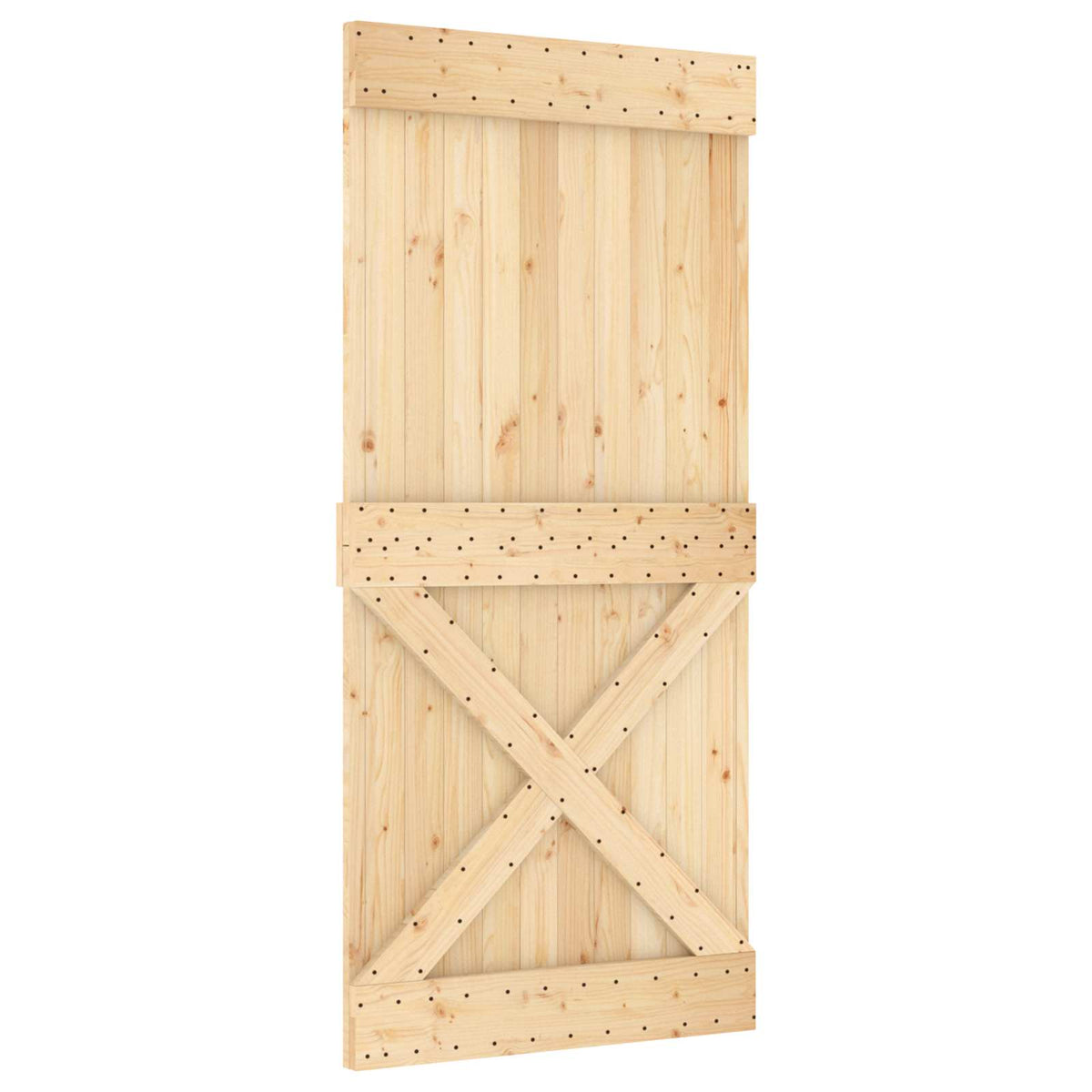 Sliding Door Natural and Black 95 x 210 cm Solid Pine Wood 3