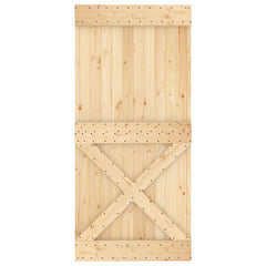 Sliding Door Natural and Black 95 x 210 cm Solid Pine Wood 4