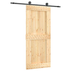 vidaXL Sliding Door Natural and Black 90 x 210 cm Solid Pine Wood 2