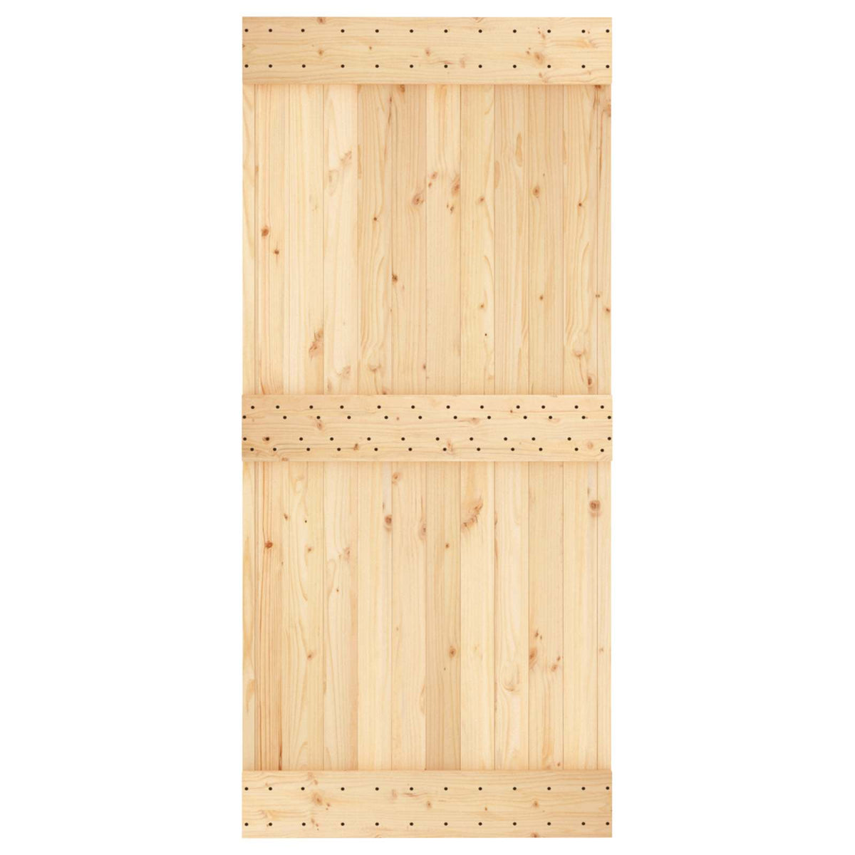 vidaXL Sliding Door Natural and Black 95 x 210 cm Solid Pine Wood 4