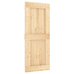 vidaXL Sliding Door Natural and Black 85 x 210 cm Solid Pine Wood 3