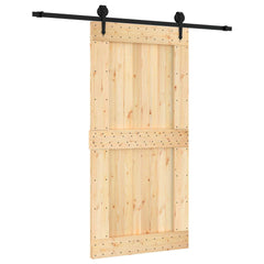 vidaXL Sliding Door Natural and Black 100 x 210 cm Solid Pine Wood 2