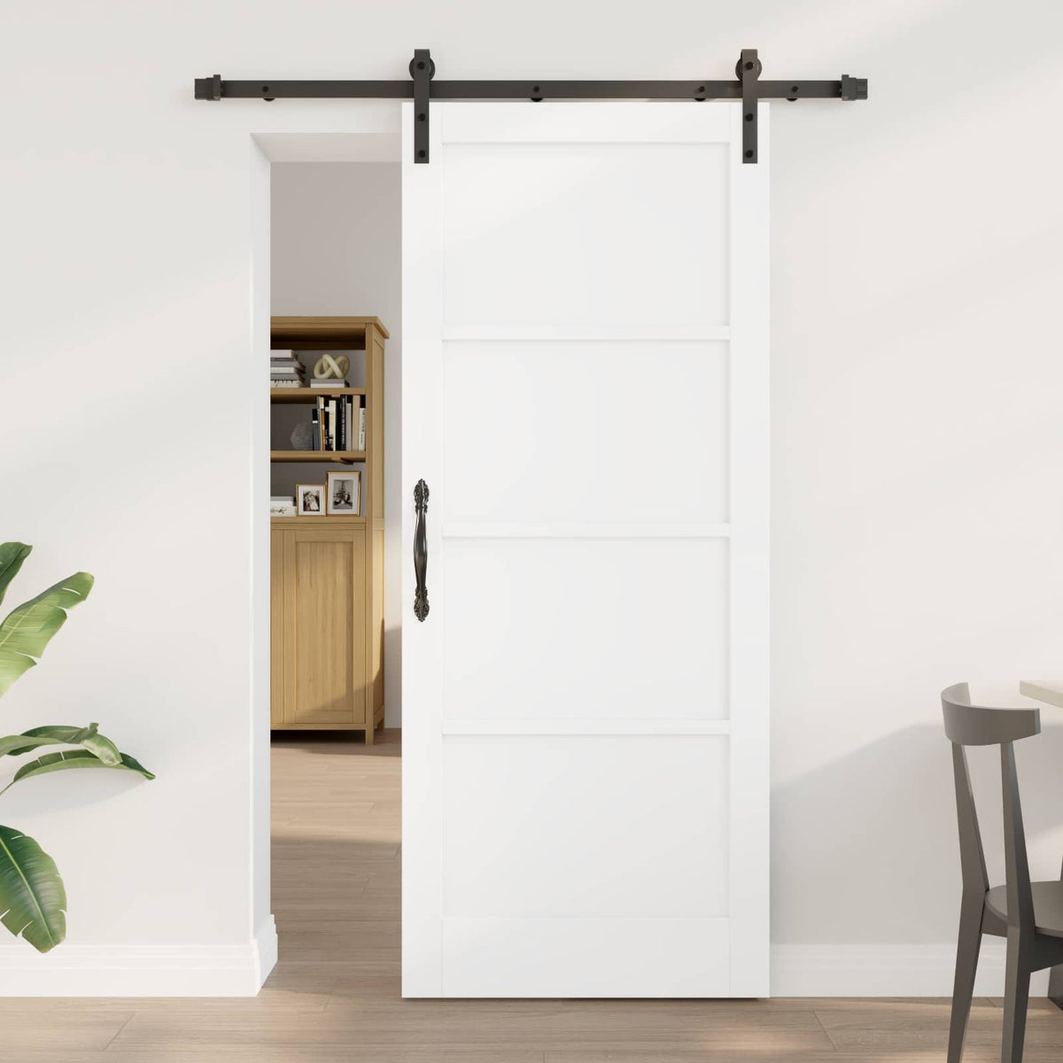 Sliding Door Engineered Wood White 152.5 cm
