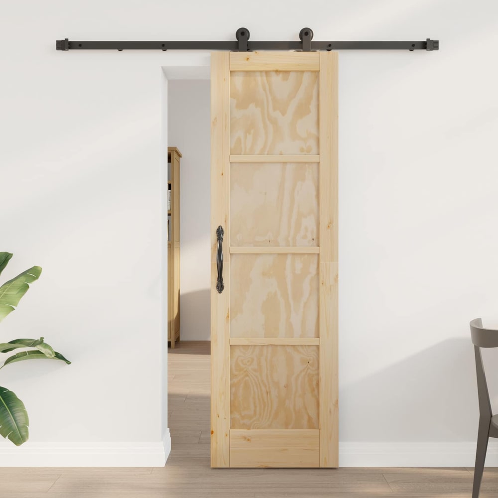 Sliding Door Engineered Wood 183 cm Natural and black 61 cm 198.5 cm