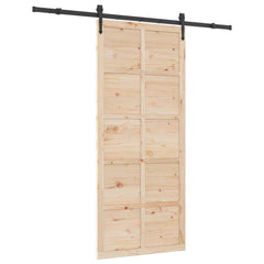 Sliding Door Natural Solid Pine Wood 100 x 208 cm 183 cm