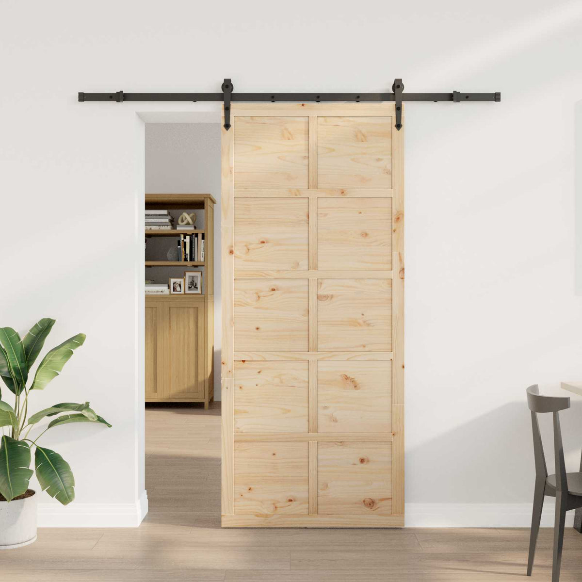 Sliding Door Natural Solid Pine Wood 80 x 208 cm 183 cm