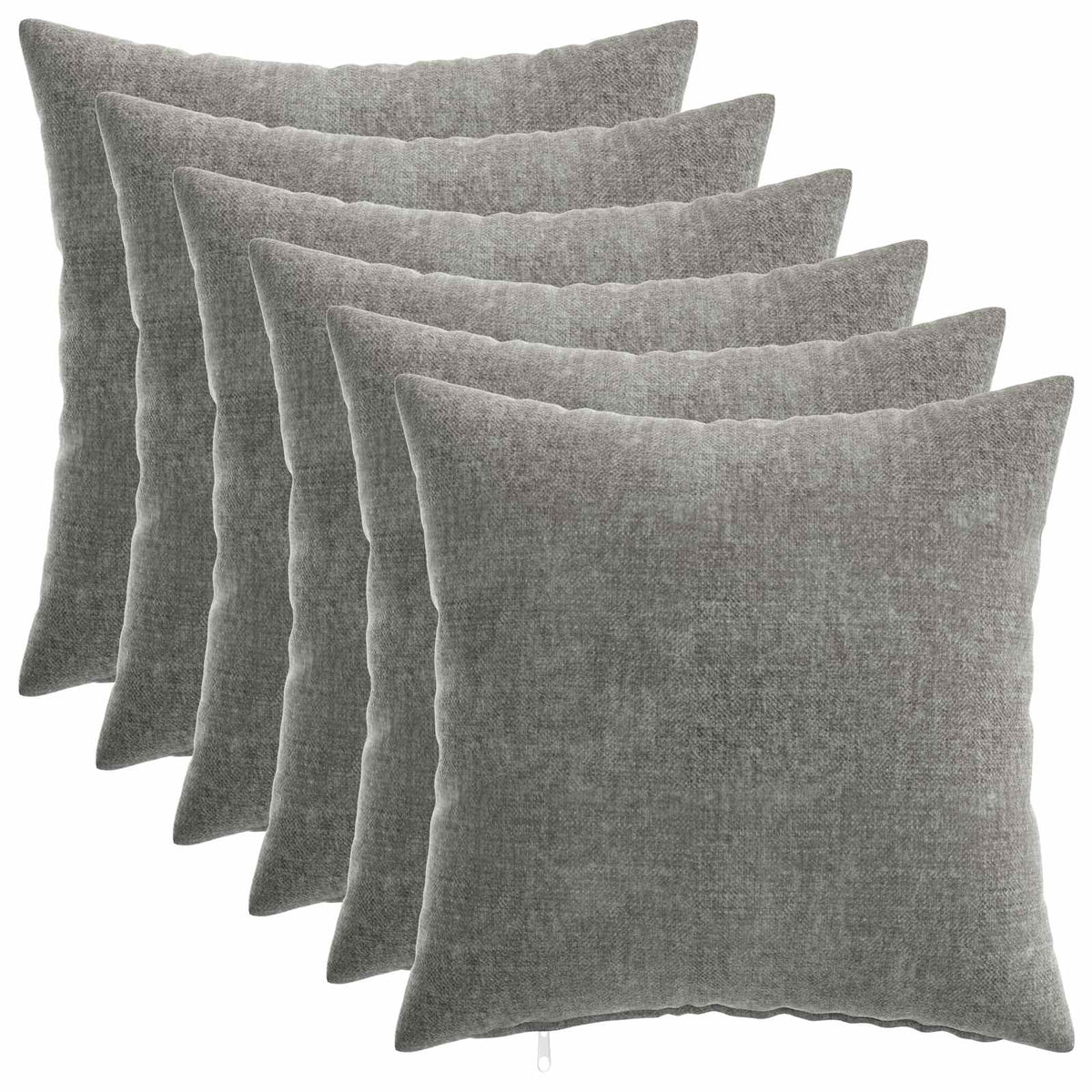 vidaXL Throw Pillow 6 pcs HEERLEN Dark Grey 35 x 35 cm Chenille Fabric 2