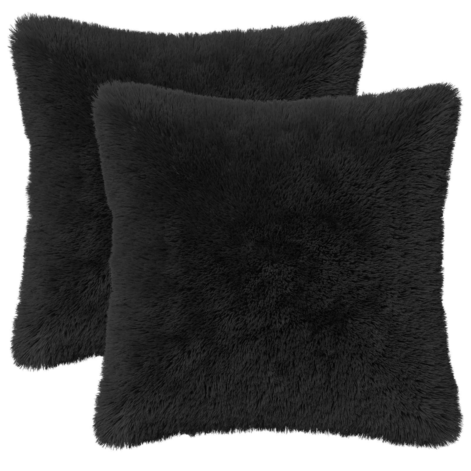 vidaXL Cushion with Pillow HEERLEN 6 pcs Black PV Fleece 2