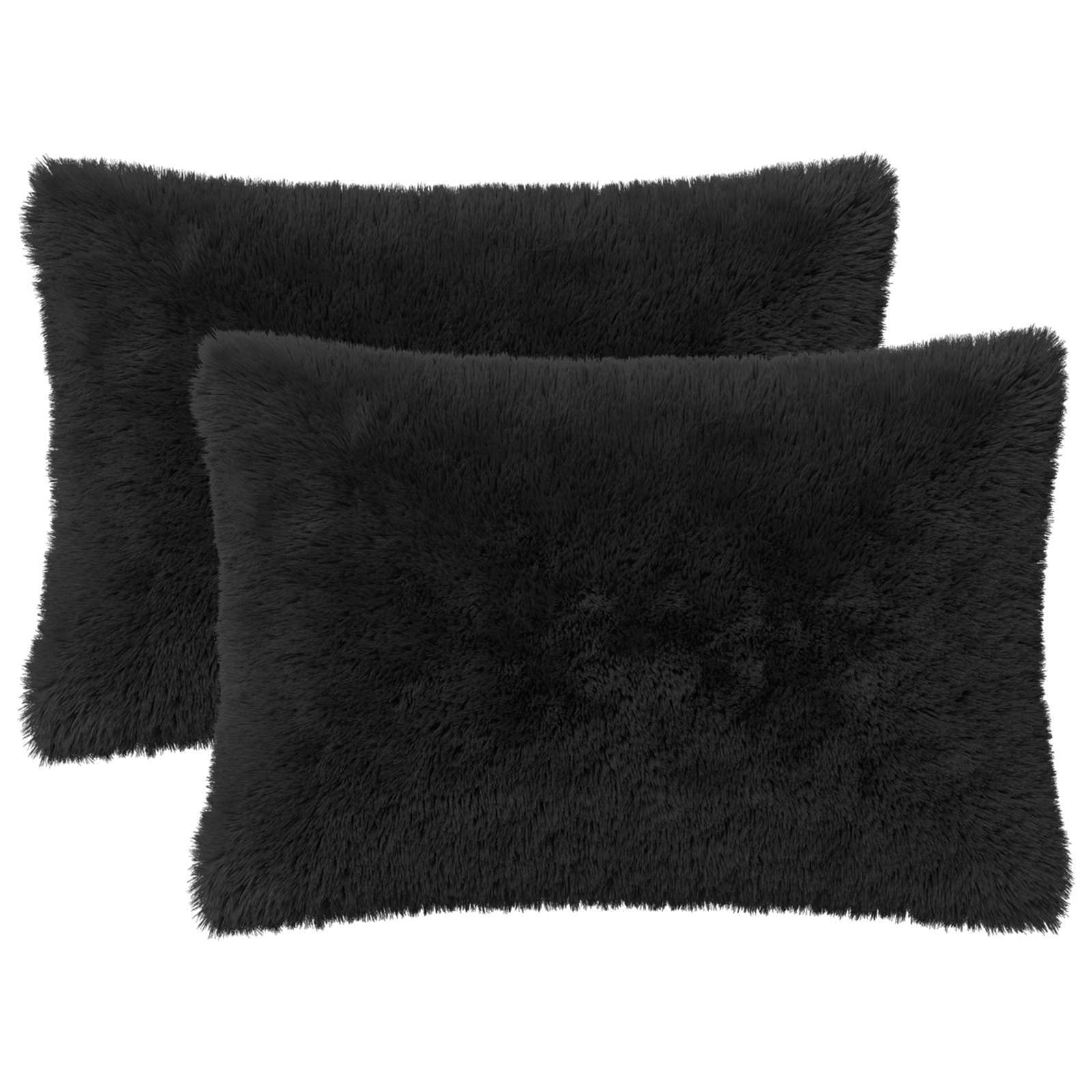 vidaXL Cushion with Pillow HEERLEN 2 pcs Black PV Fleece 2