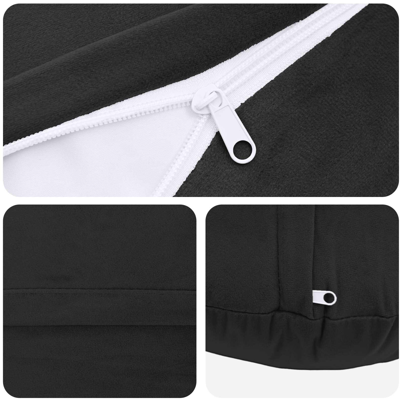 vidaXL Cushion with Pillow HEERLEN 2 pcs Black Velvet 5