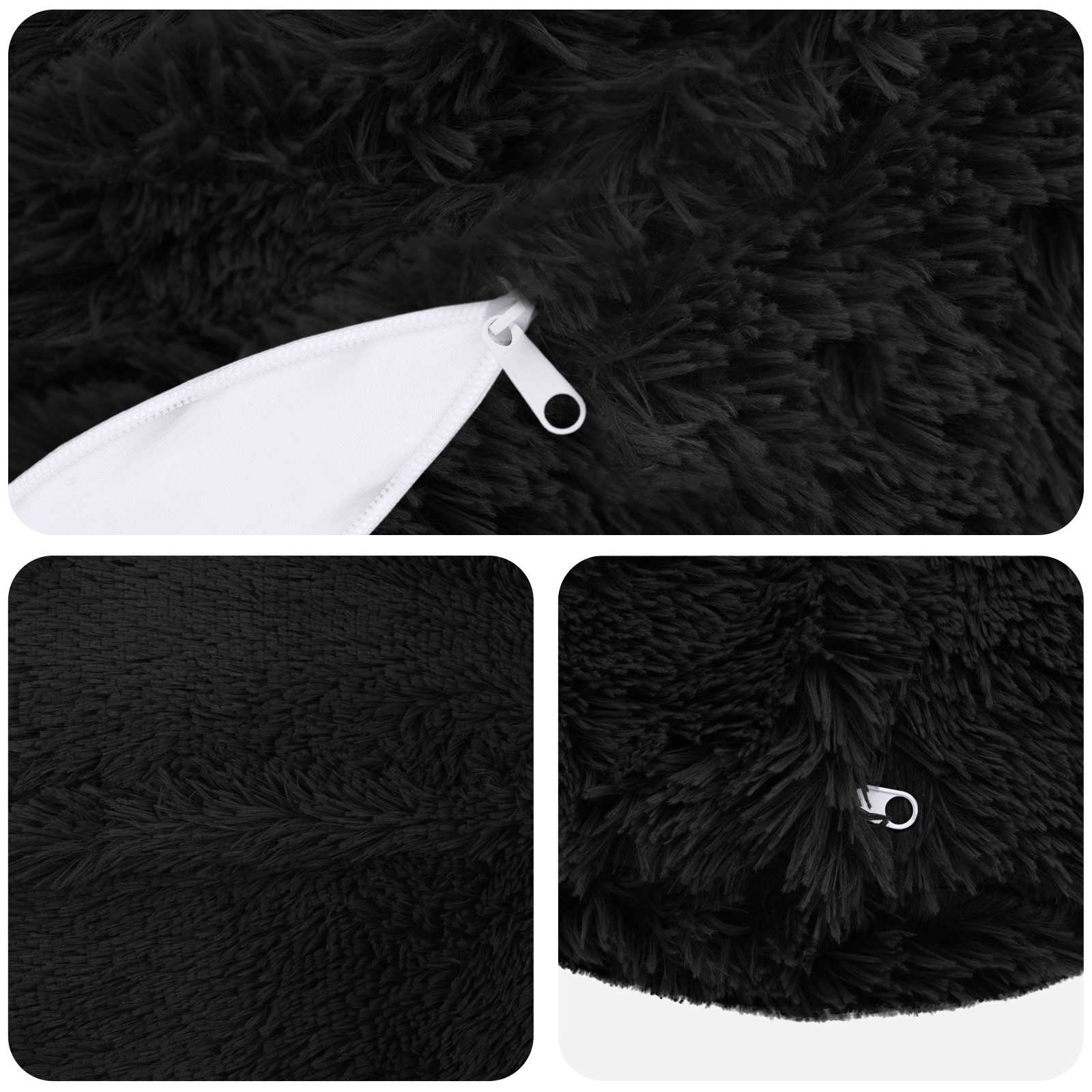 vidaXL Cushion with Pillow HEERLEN 2 pcs Black PV Fleece 5