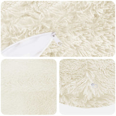 vidaXL Cushion with Pillow HEERLEN 2 pcs White PV Fleece 5