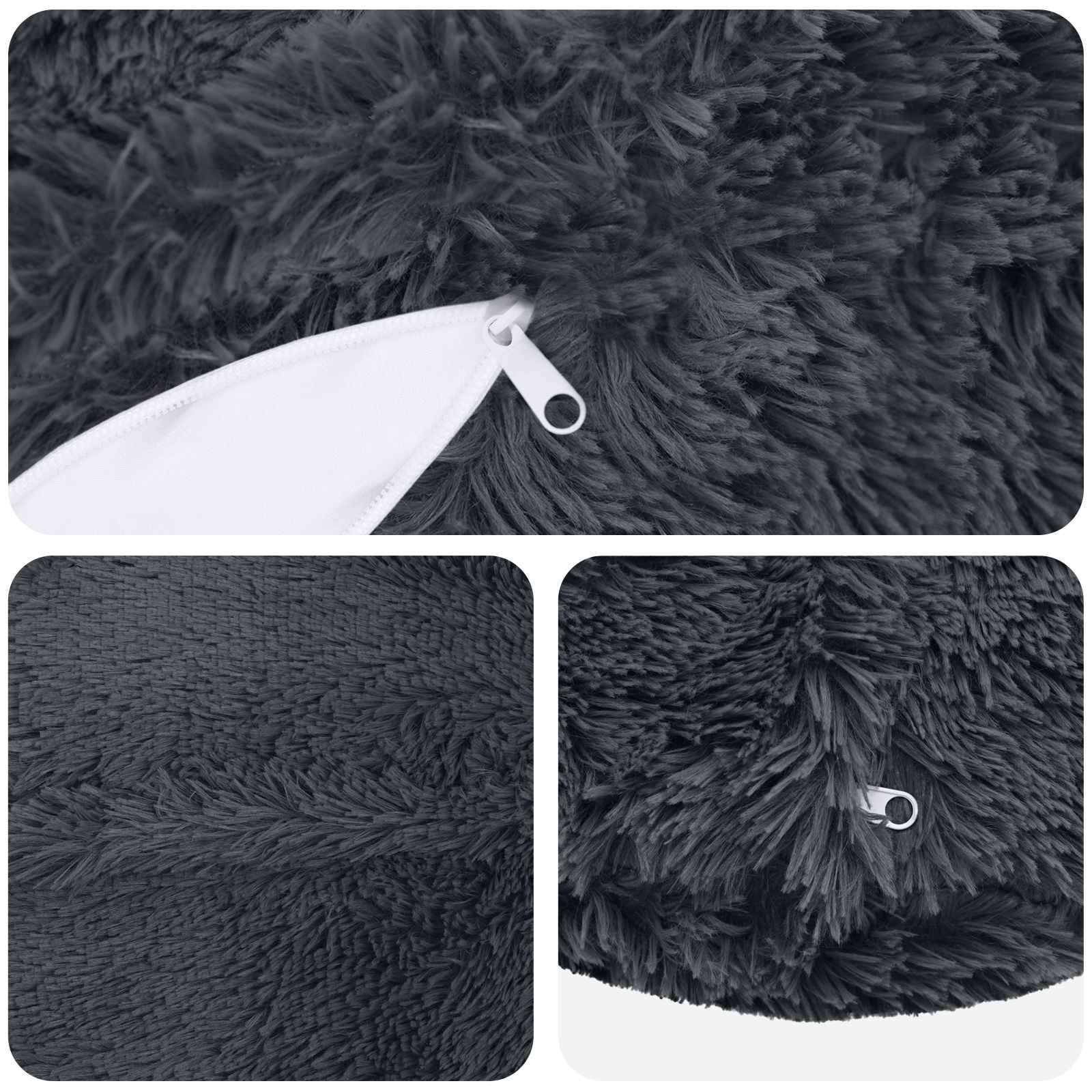 vidaXL Cushion with Pillow HEERLEN 2 pcs Anthracite PV Fleece 5