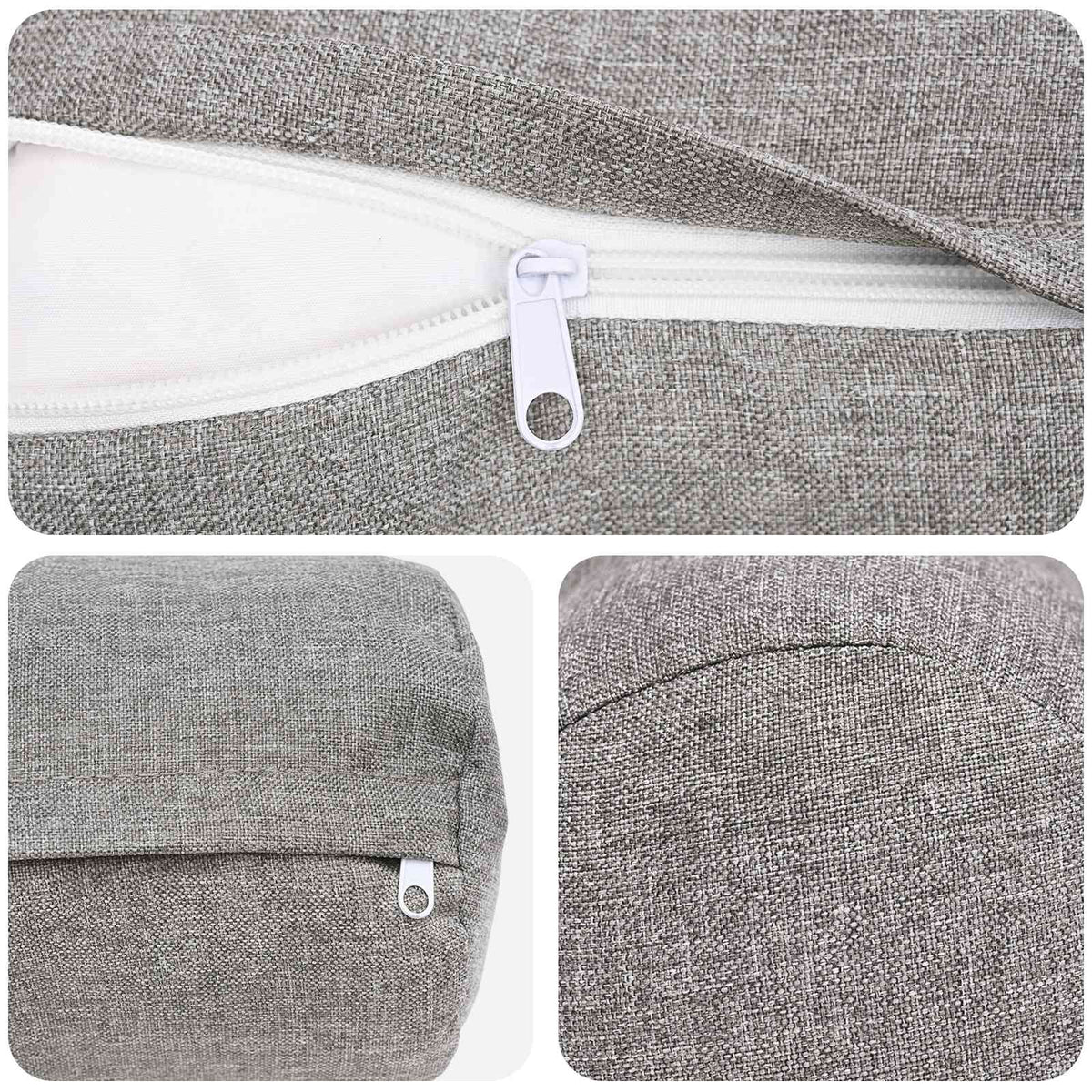 Throw Pillow HEERLEN Fabric 6 pcs Dia. 15 x 40 cm Cloud Grey