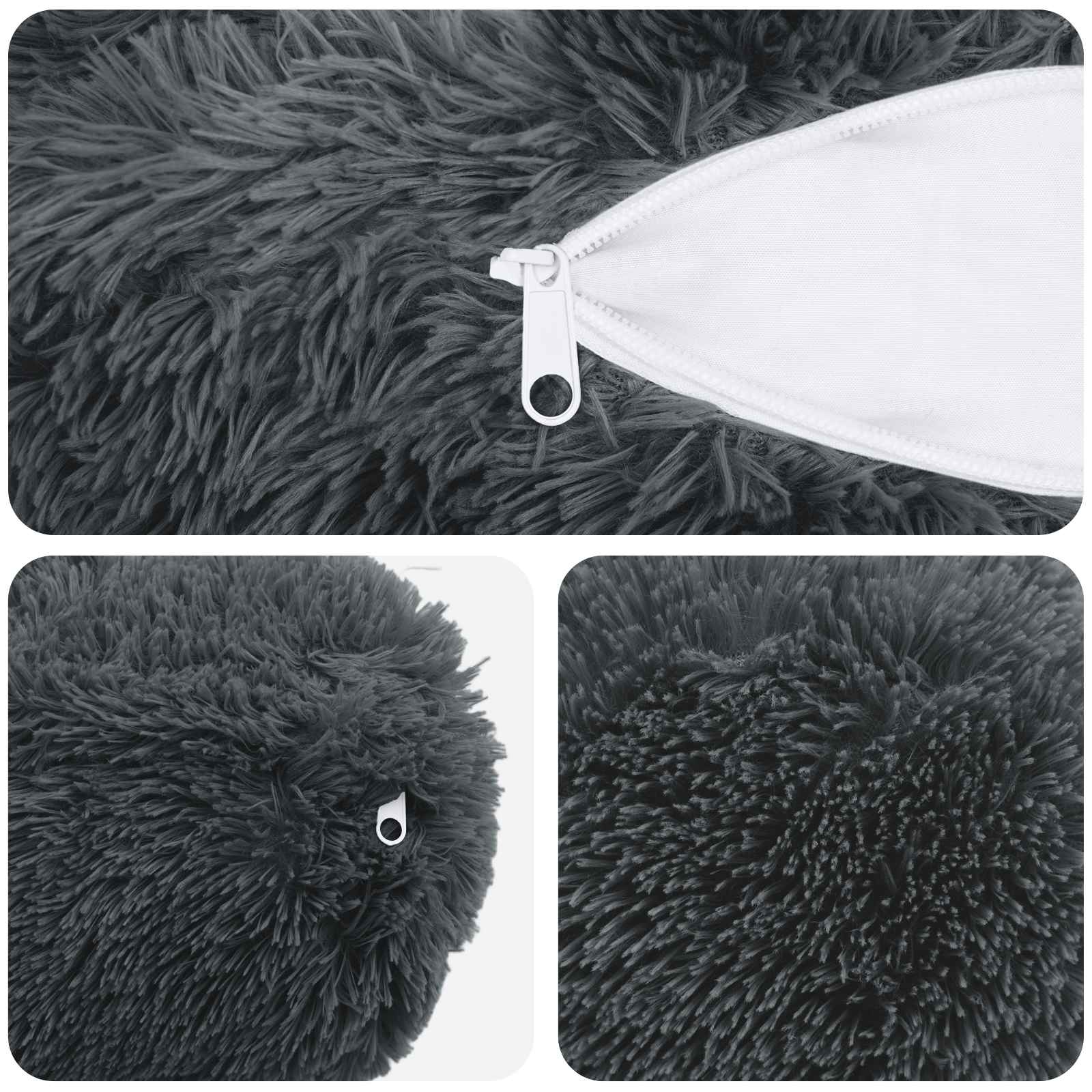 vidaXL Cushion with Pillow HEERLEN 6 pcs Anthracite PV Fleece 6