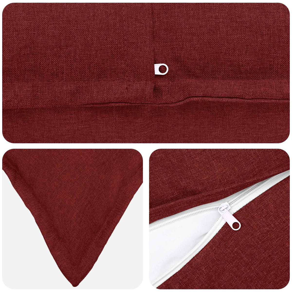 vidaXL Cushion with Pillow HOUTEN 2 pcs Wine Red Faux Linen 5
