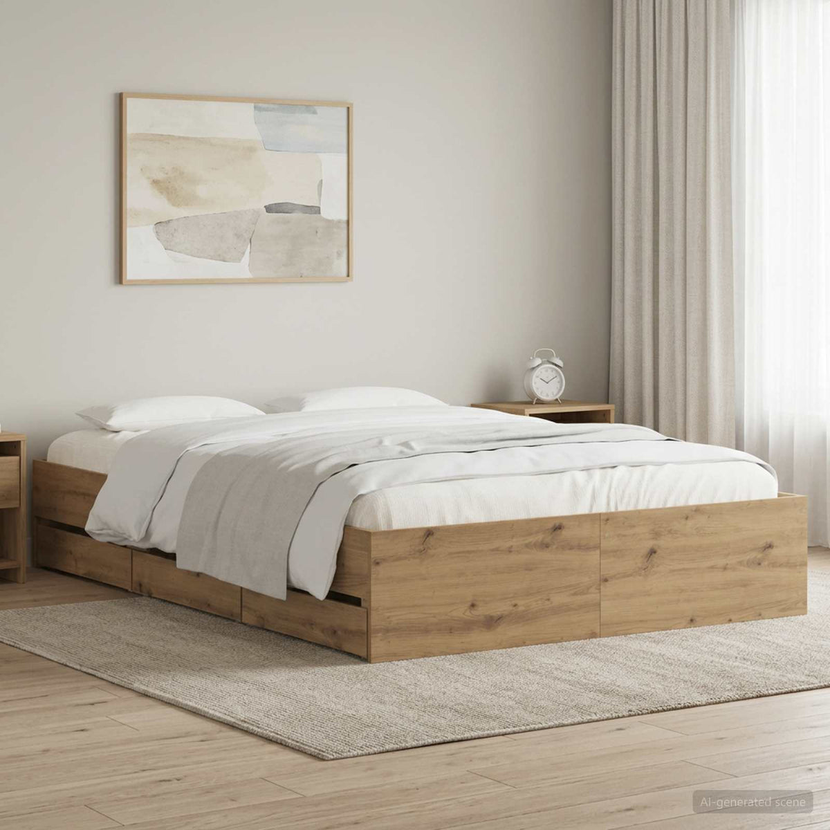 Bed Frame with Drawers without Mattress 160x200 cm Artisan oak