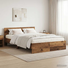 Bed Frame with Headboard Engineered wood Old Wood 160 x 200 cm