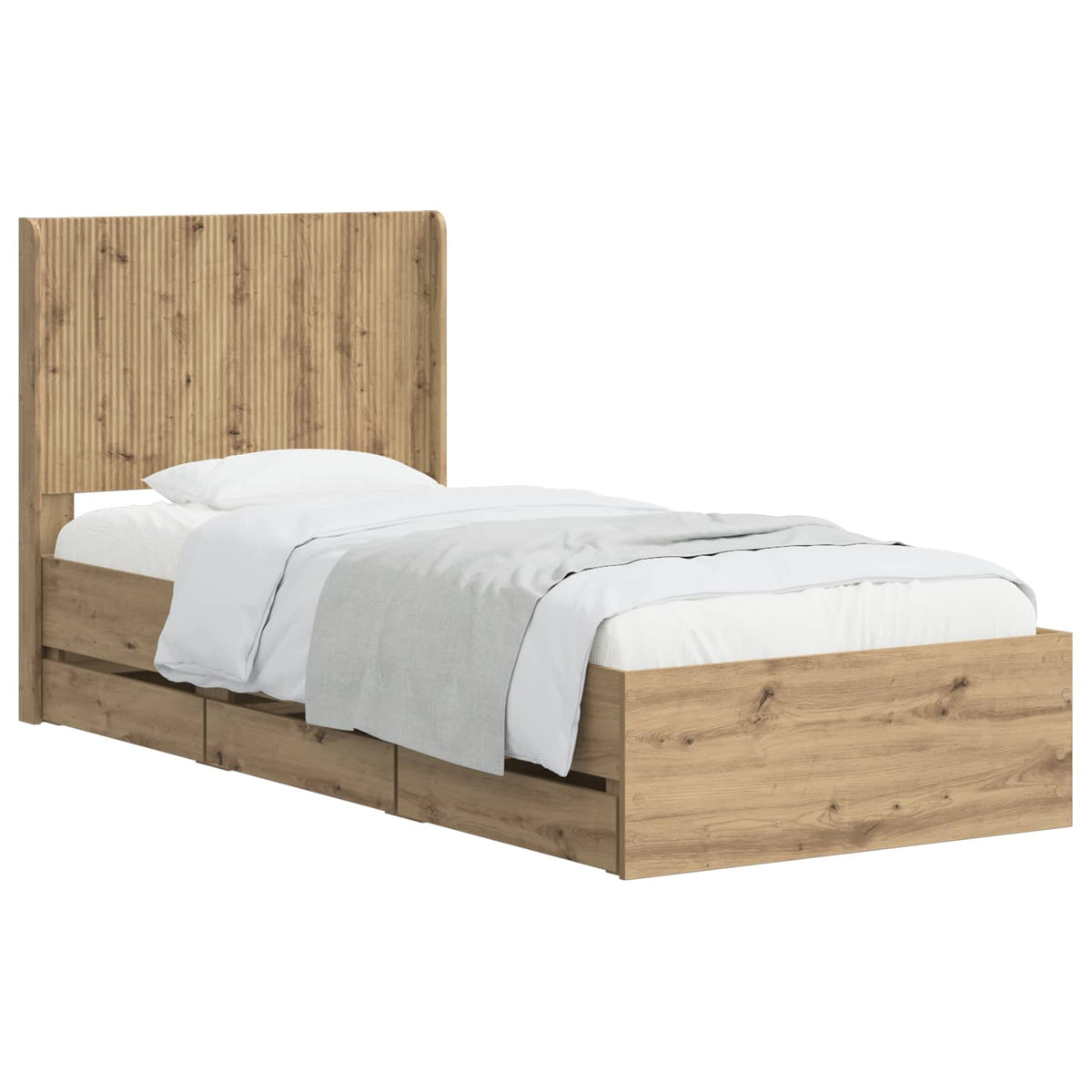 Bed Frame with Storage and Headboard Length 200 cm Artisan Oak 90 cm