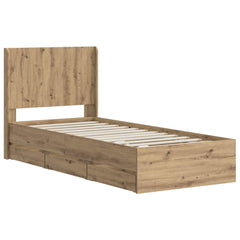 Bed Frame with Storage and Headboard Length 200 cm Artisan Oak 90 cm