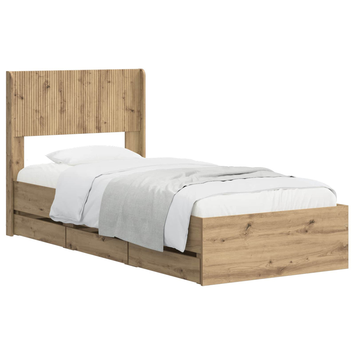 Bed Frame with Storage and Headboard Length 200 cm Artisan Oak 90 cm